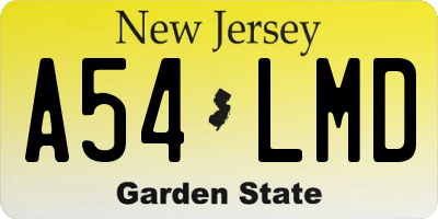 NJ license plate A54LMD