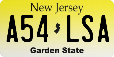 NJ license plate A54LSA