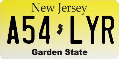 NJ license plate A54LYR
