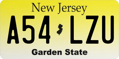 NJ license plate A54LZU