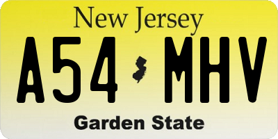 NJ license plate A54MHV