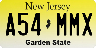 NJ license plate A54MMX