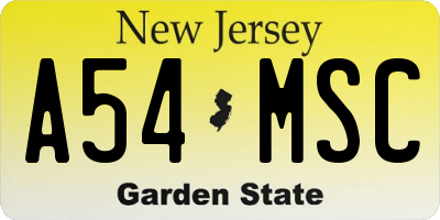 NJ license plate A54MSC