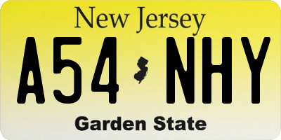 NJ license plate A54NHY