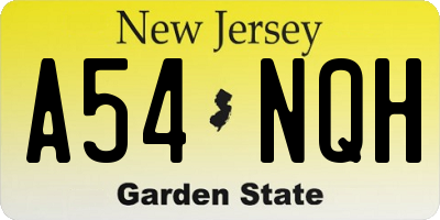 NJ license plate A54NQH