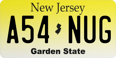 NJ license plate A54NUG