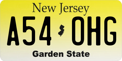 NJ license plate A54OHG