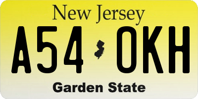 NJ license plate A54OKH