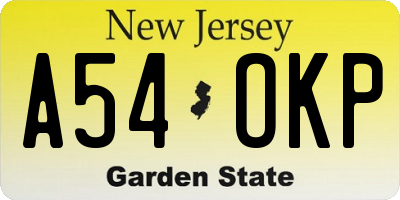 NJ license plate A54OKP