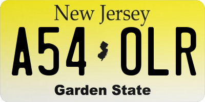 NJ license plate A54OLR