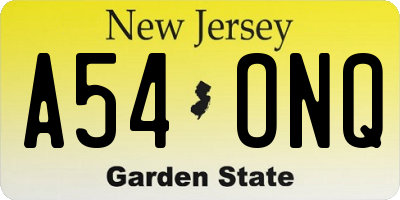 NJ license plate A54ONQ
