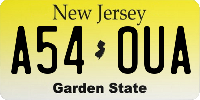 NJ license plate A54OUA