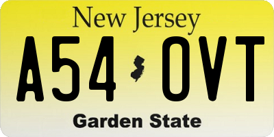 NJ license plate A54OVT