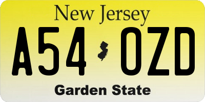 NJ license plate A54OZD