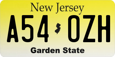 NJ license plate A54OZH