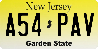 NJ license plate A54PAV