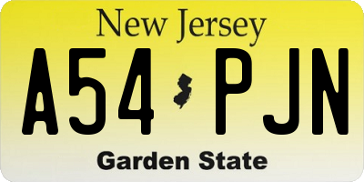 NJ license plate A54PJN