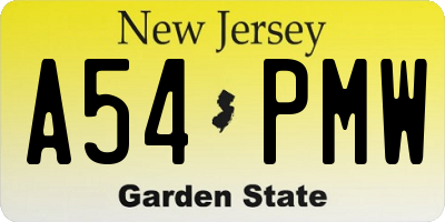NJ license plate A54PMW