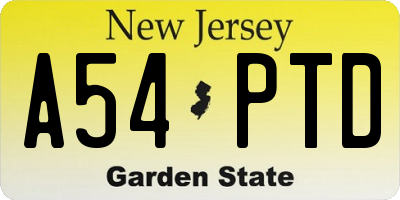 NJ license plate A54PTD