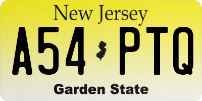 NJ license plate A54PTQ