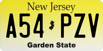 NJ license plate A54PZV