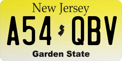 NJ license plate A54QBV