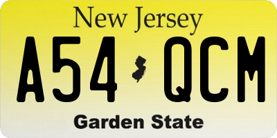 NJ license plate A54QCM