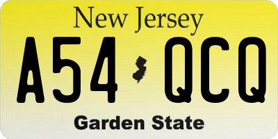 NJ license plate A54QCQ