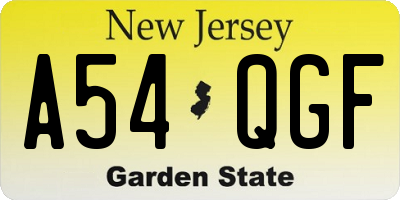 NJ license plate A54QGF