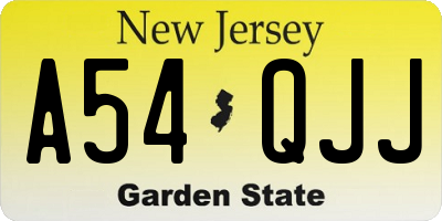 NJ license plate A54QJJ