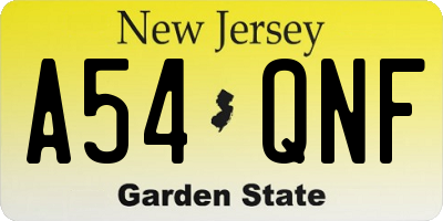 NJ license plate A54QNF