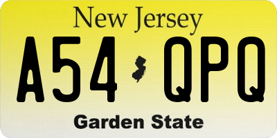 NJ license plate A54QPQ