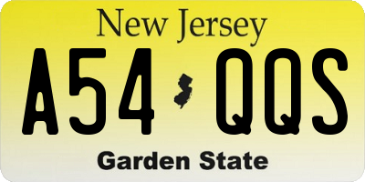 NJ license plate A54QQS