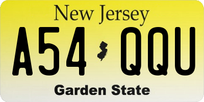NJ license plate A54QQU