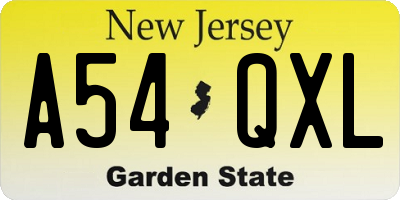 NJ license plate A54QXL