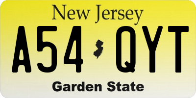 NJ license plate A54QYT