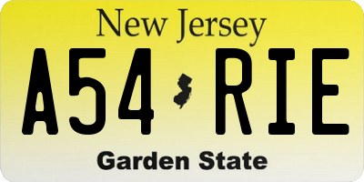 NJ license plate A54RIE