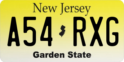 NJ license plate A54RXG