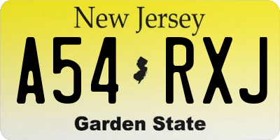 NJ license plate A54RXJ