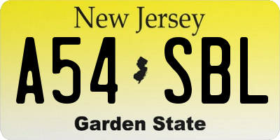 NJ license plate A54SBL