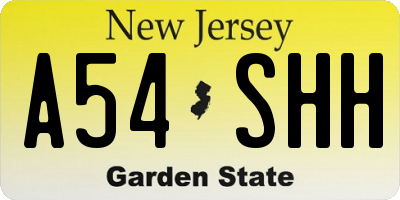 NJ license plate A54SHH