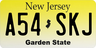 NJ license plate A54SKJ