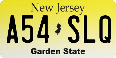 NJ license plate A54SLQ