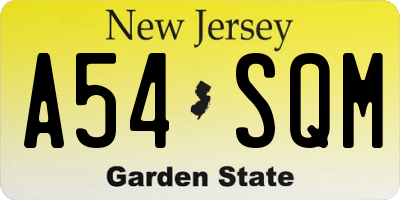 NJ license plate A54SQM