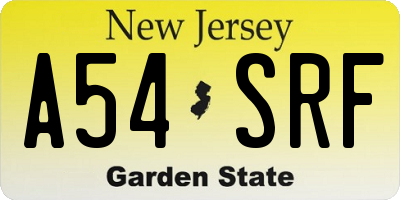 NJ license plate A54SRF