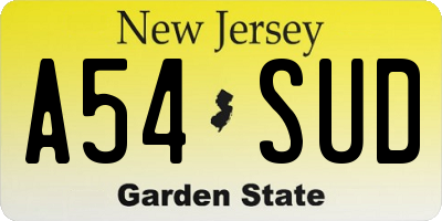 NJ license plate A54SUD