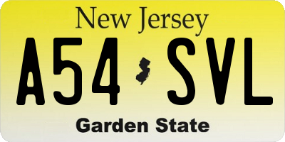 NJ license plate A54SVL