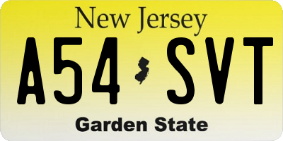 NJ license plate A54SVT