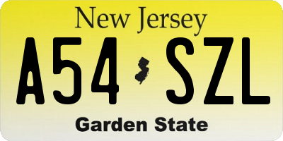 NJ license plate A54SZL