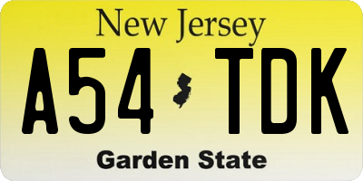 NJ license plate A54TDK